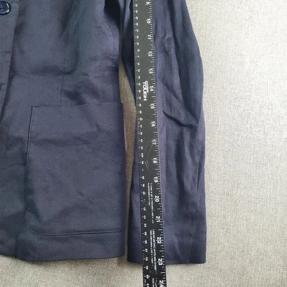 Sonia Speciale Blazer Womens 42 Dark Blue Flax Linen Blend Half Lined Italy - Picture 13 of 14